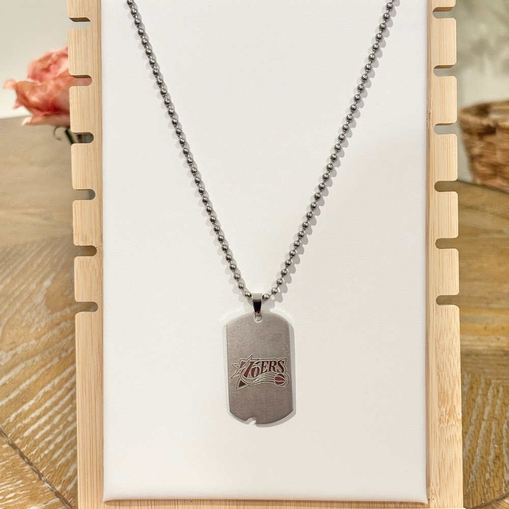 Philadelphia 76ers Stainless Steel Dog Tag Necklace - Silver